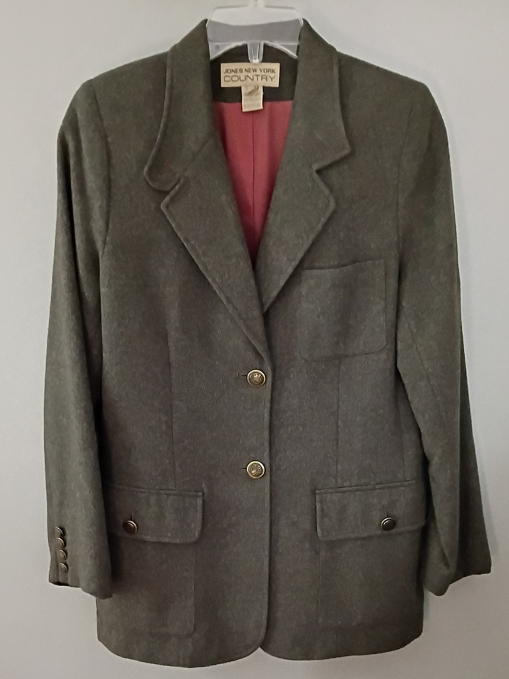 Jones New York Olive Green Single-Breasted Blazer, Size 10